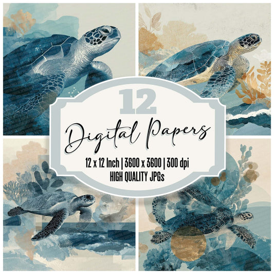 Sea Turtle Moodboard Digital Paper Pack (DDD003427)