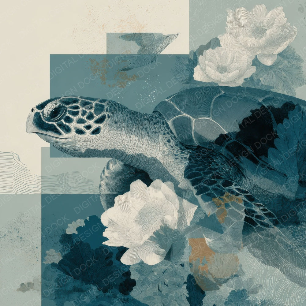 Sea Turtle Moodboard Digital Paper Pack (DDD003427)