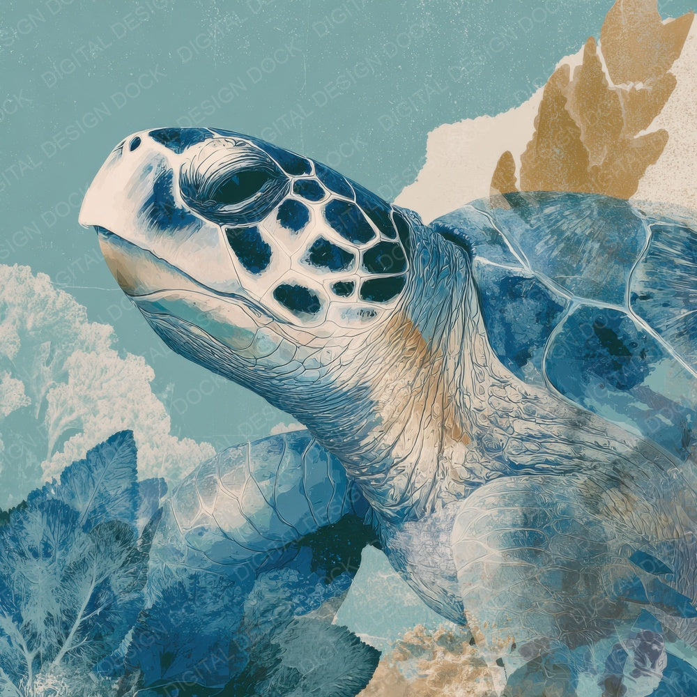 Sea Turtle Moodboard Digital Paper Pack (DDD003427)