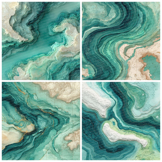 Seafoam Marble Map Digital Paper Pack (DDD007723)
