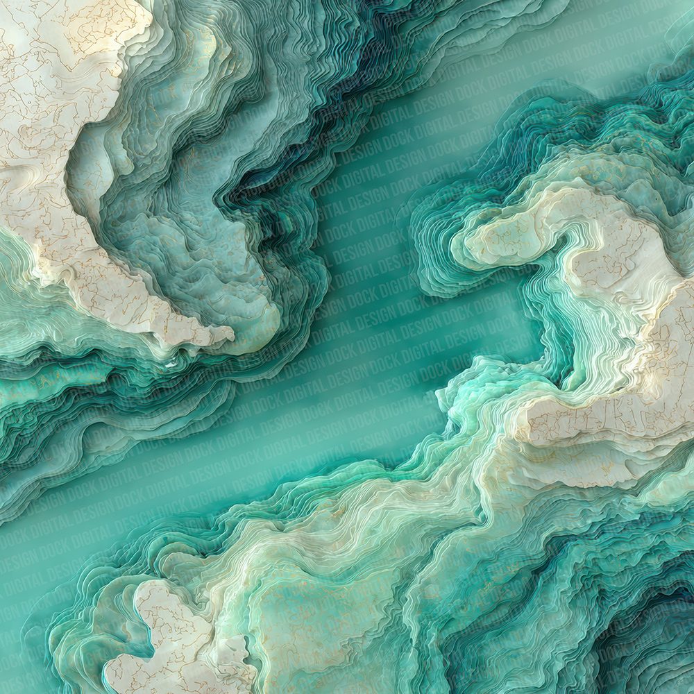 Seafoam Marble Map Digital Paper Pack (DDD007723)