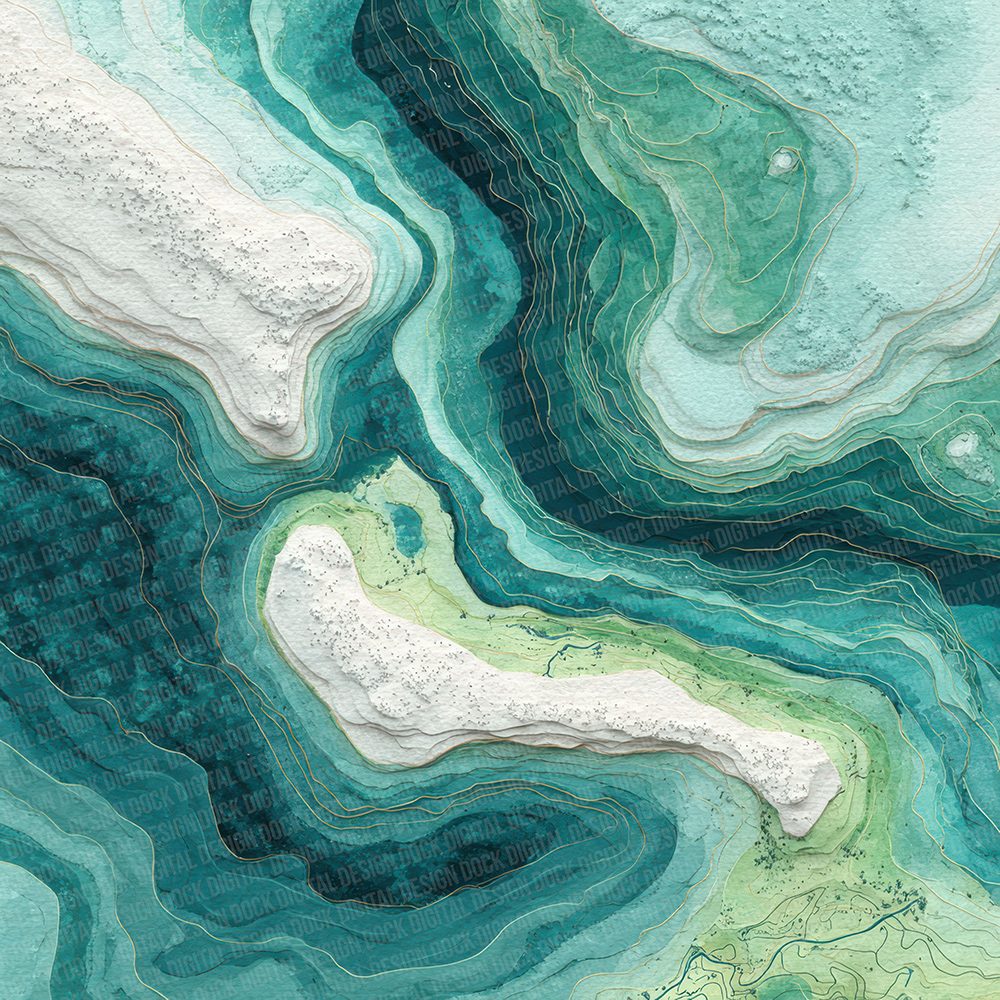 Seafoam Marble Map Digital Paper Pack (DDD007723)