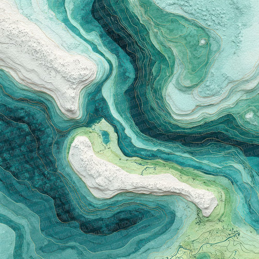 Seafoam Marble Map Digital Paper Pack (DDD007723)