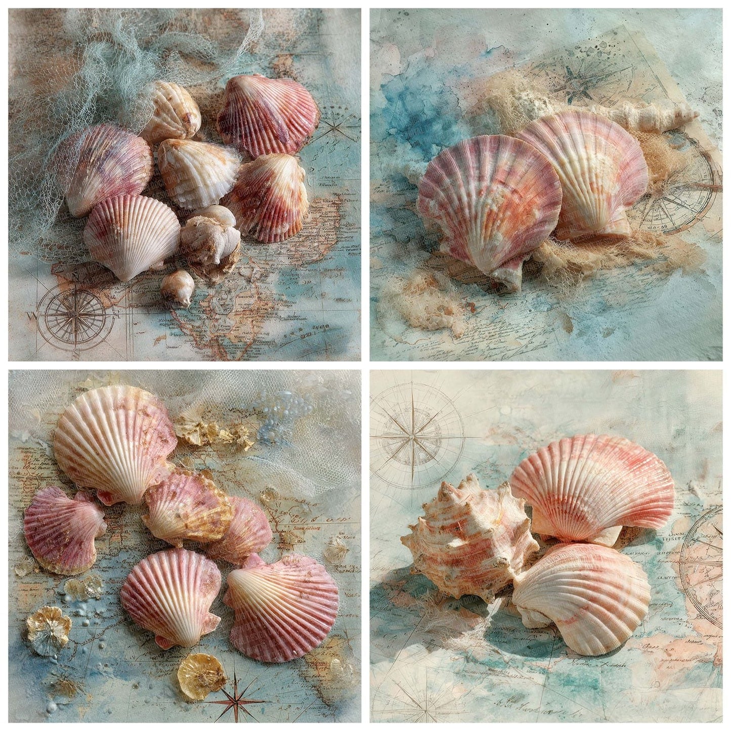 Seashell Compass Foam Digital Paper Pack (DDD007724)