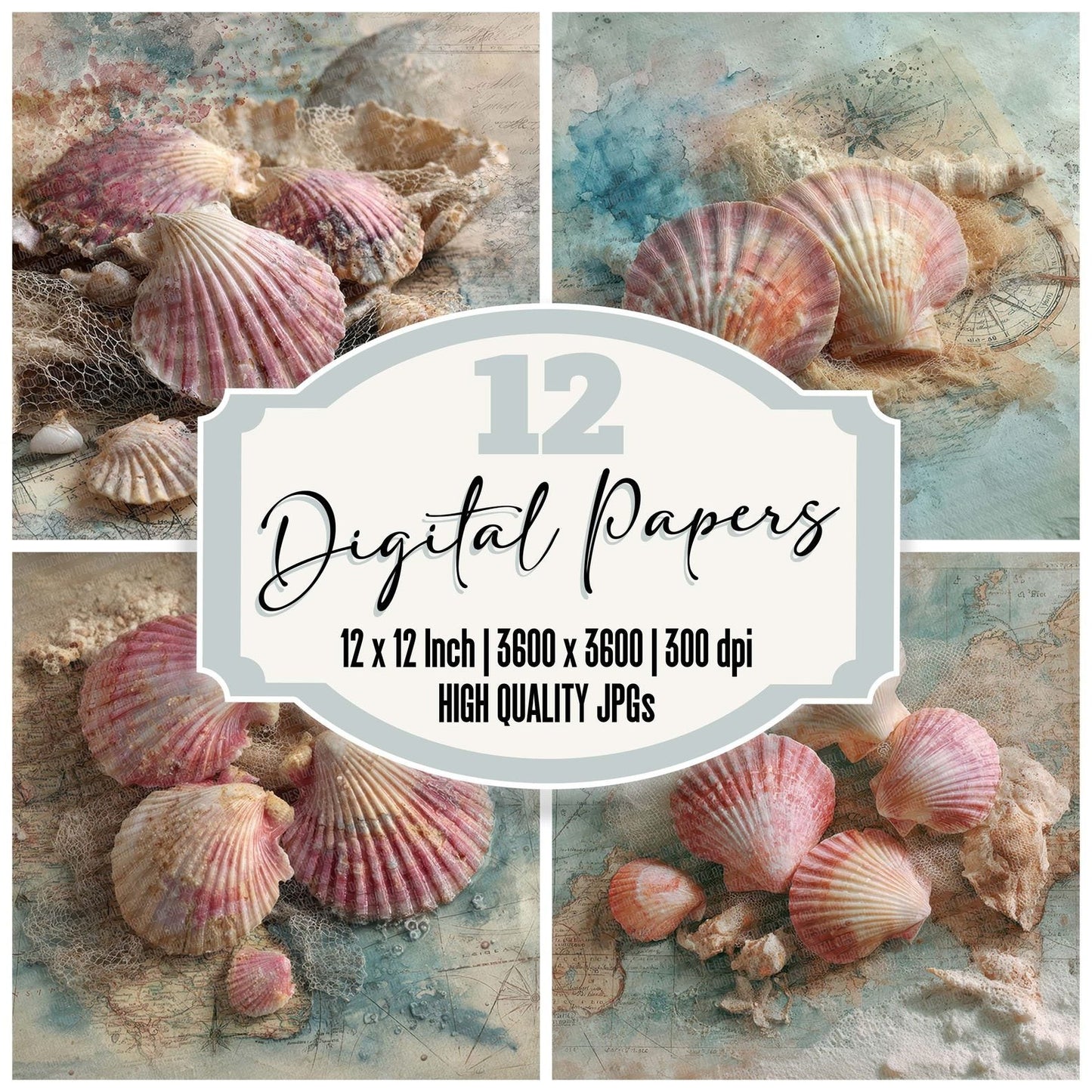 Seashell Compass Foam Digital Paper Pack (DDD007724)