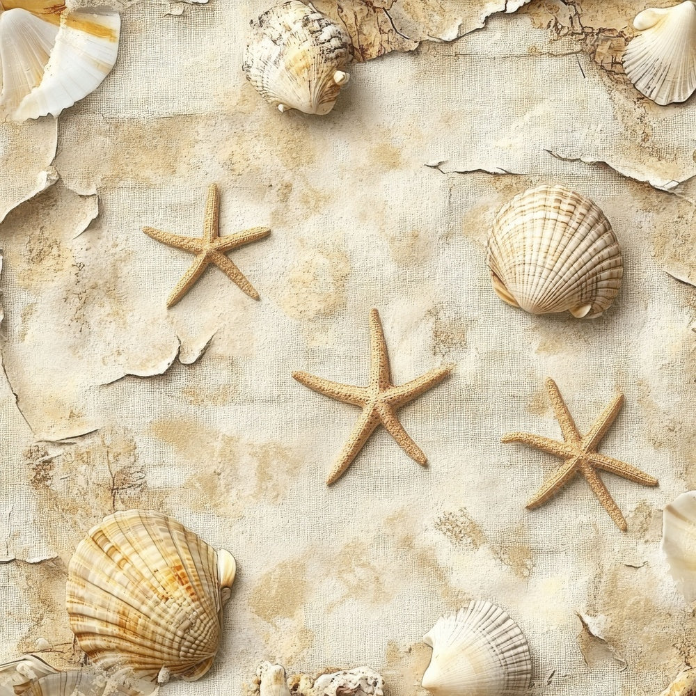 Seashell Starfish Linen Digital Paper Pack (DDD003441)