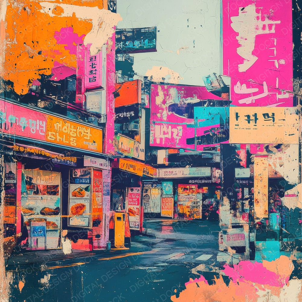 Seoul Neon Flyers Digital Paper Pack (DDD003445)
