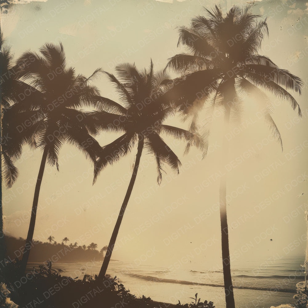 Sepia Beach Palms Digital Paper Pack (DDD003446)