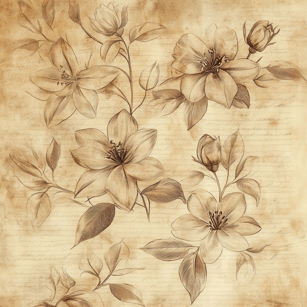 Sepia Flora Wash Digital Paper Pack (DDD003451)