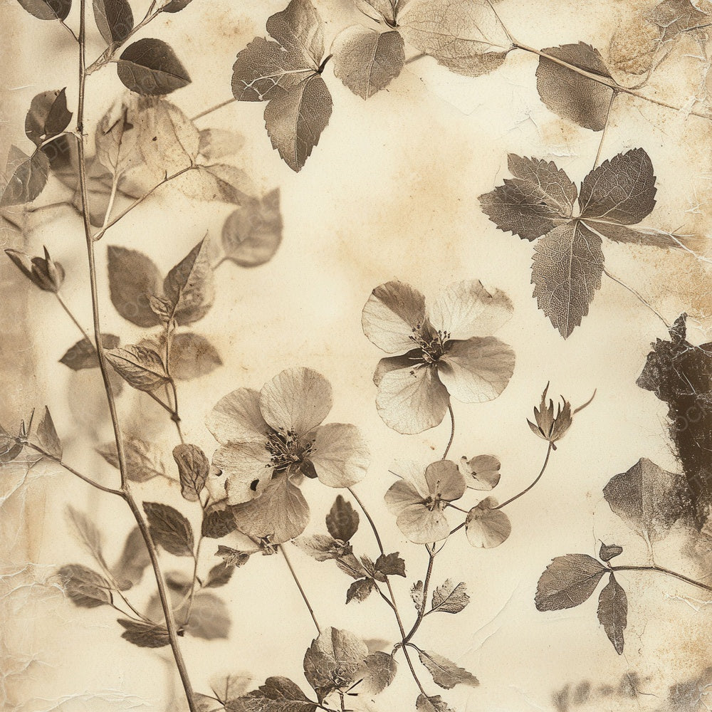 Sepia Floral Negative Digital Paper Pack (DDD003452)