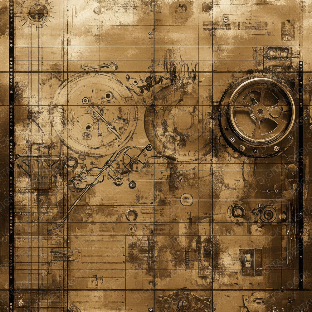 Sepia Gear Panel Digital Paper Pack (DDD003453)