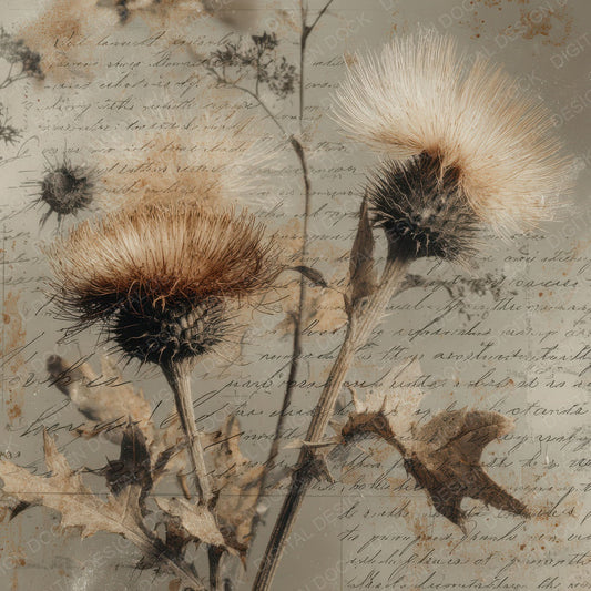 Sepia Thistle Script Digital Paper Pack (DDD003456)
