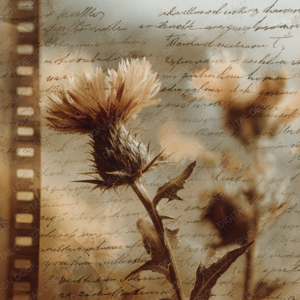 Sepia Thistle Script Digital Paper Pack (DDD003456)