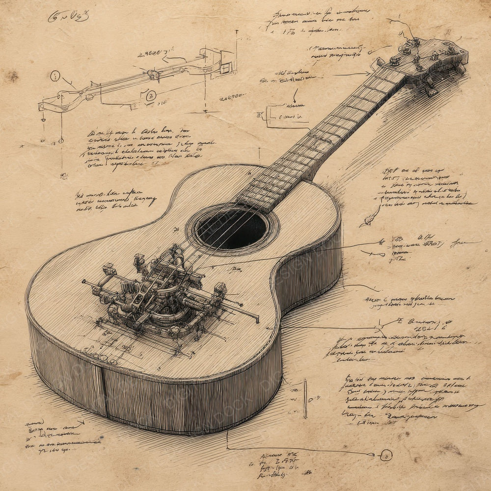 Sketch Acoustic Guitar Digital Paper Pack (DDD003498)