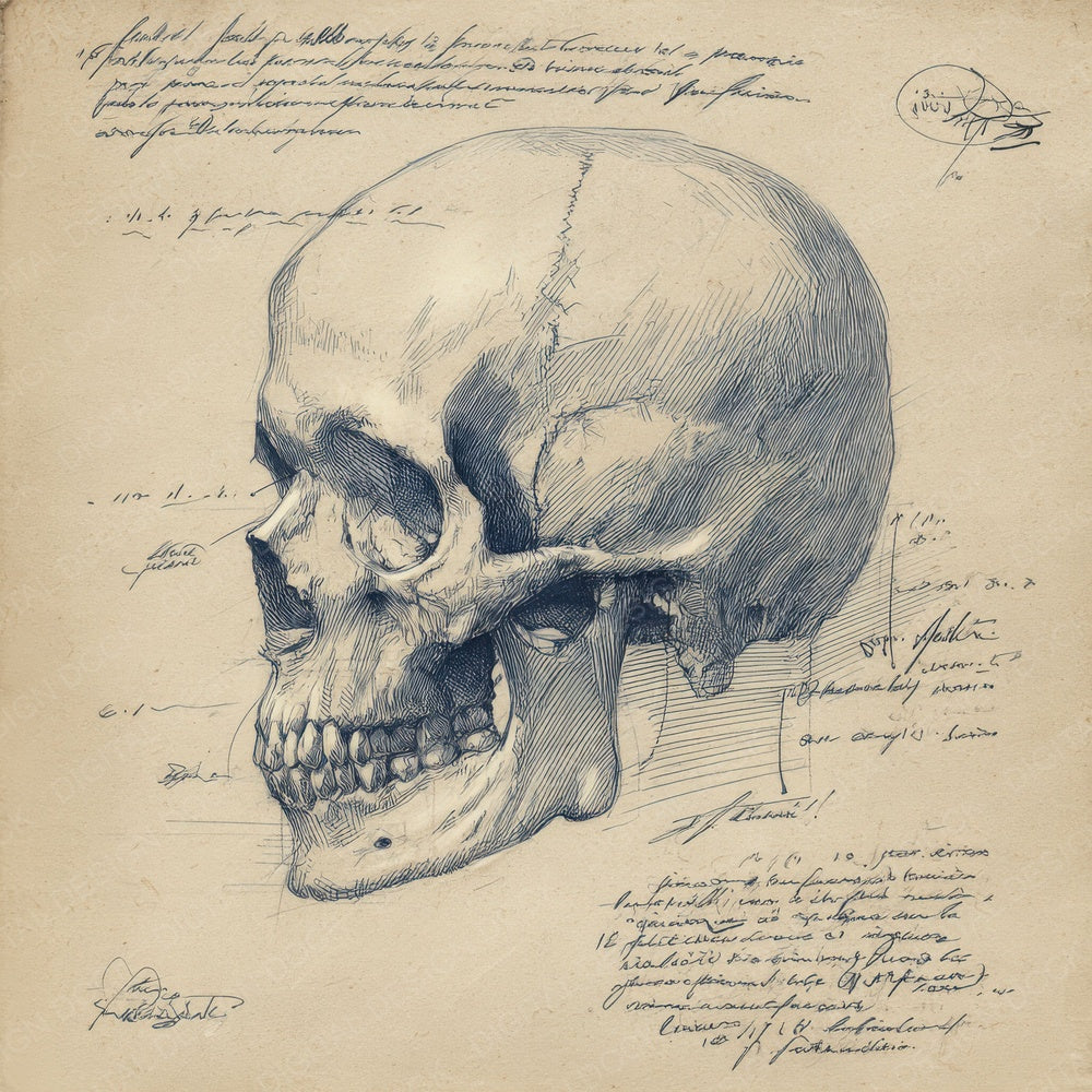 Sketch Anatomical Skull Study Digital Paper Pack (DDD003501)