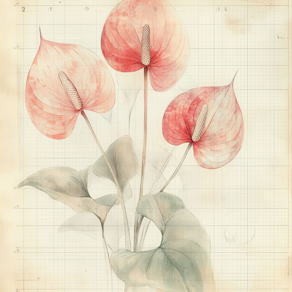 Sketch Anthurium Notepad Digital Paper Pack (DDD003504)
