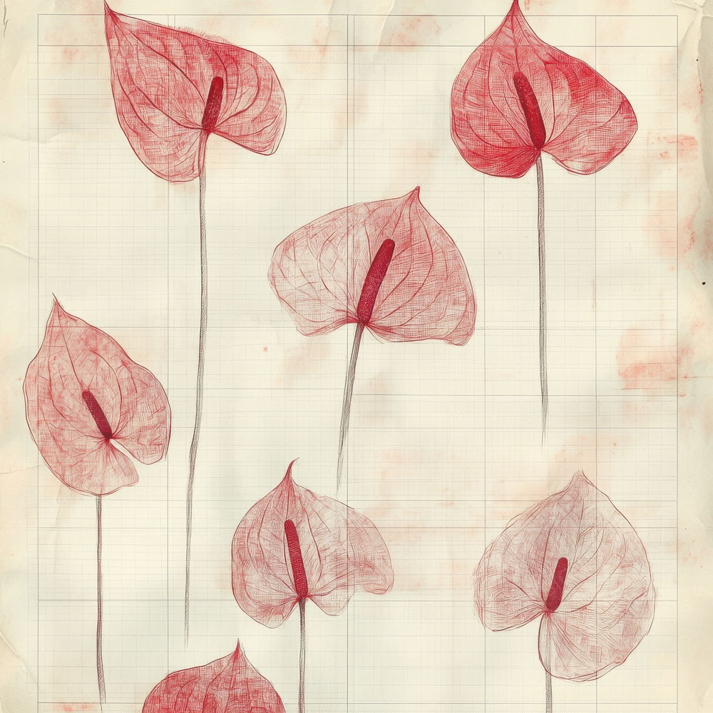 Sketch Anthurium Notepad Digital Paper Pack (DDD003504)
