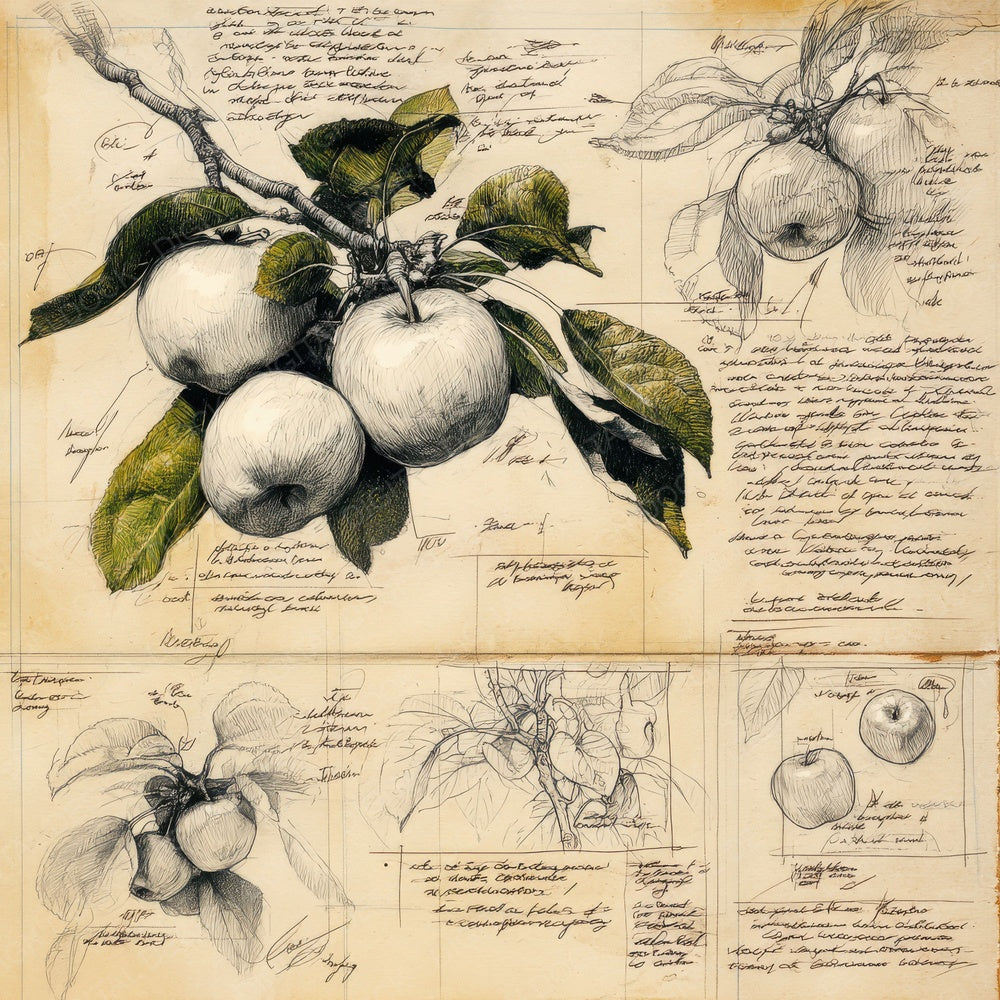 Sketch Apples Branch Digital Paper Pack (DDD003505)