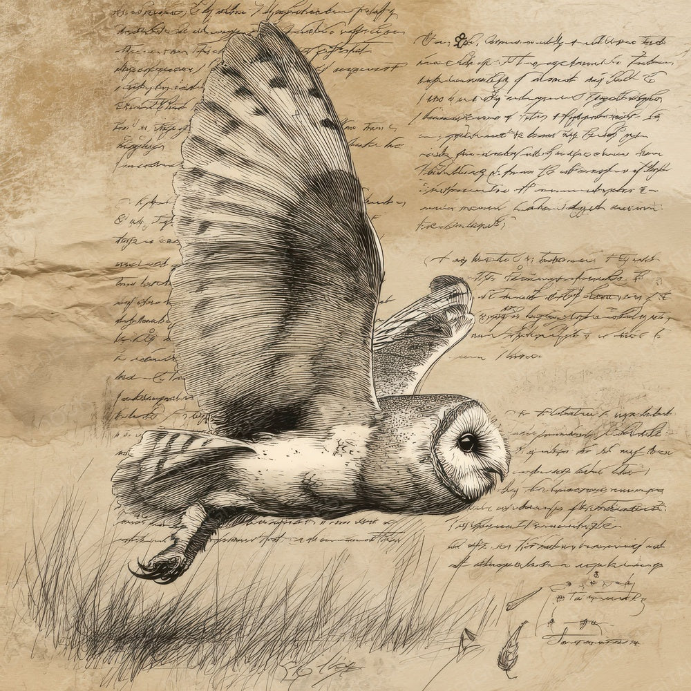 Sketch Barn Owl Flight Sheet Digital Paper Pack (DDD003507)