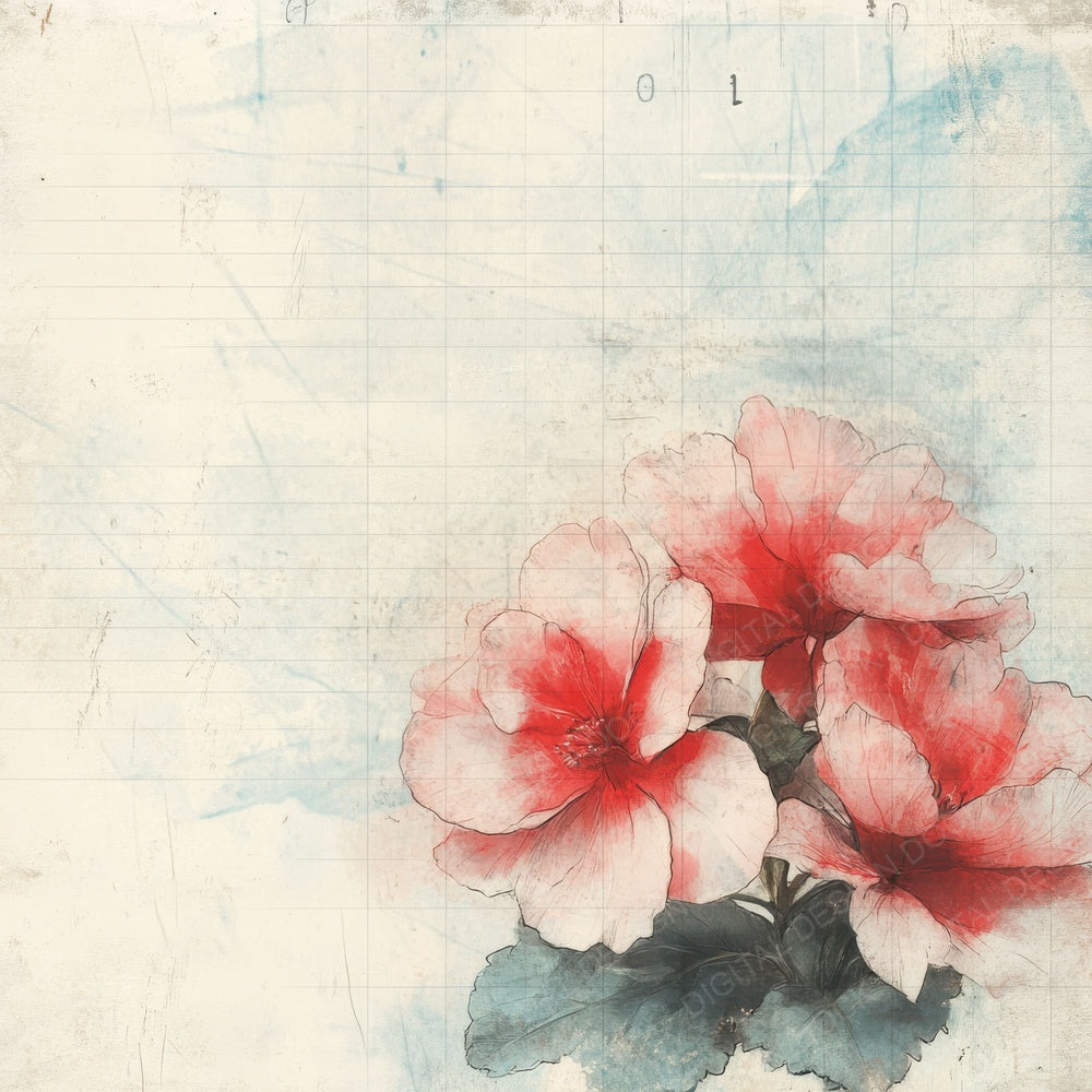 Sketch Begonia Notepad Digital Paper Pack (DDD003509)