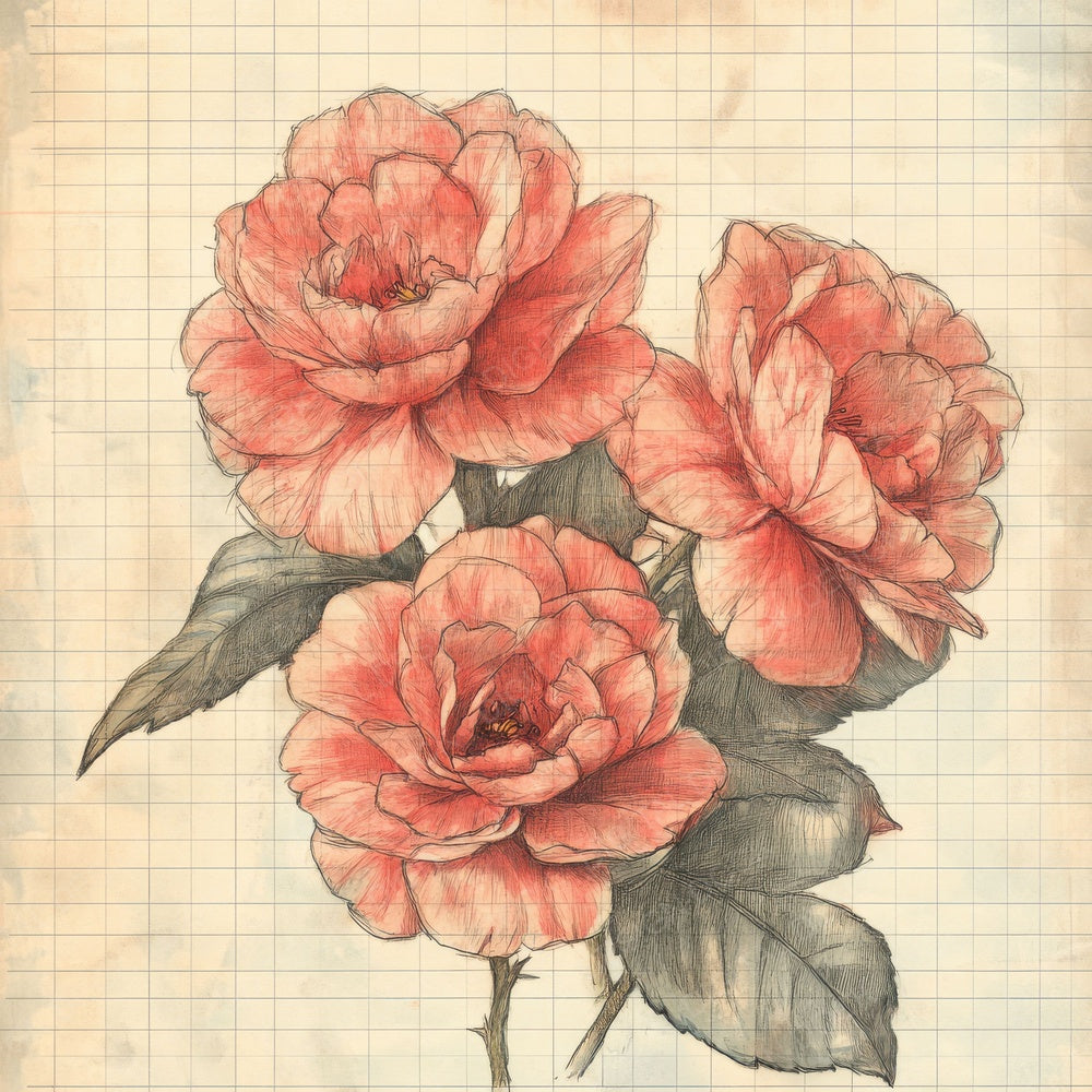 Sketch Begonia Notepad Digital Paper Pack (DDD003509)