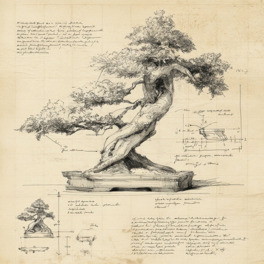 Sketch Bonsai Tree Twisted Digital Paper Pack (DDD003515)
