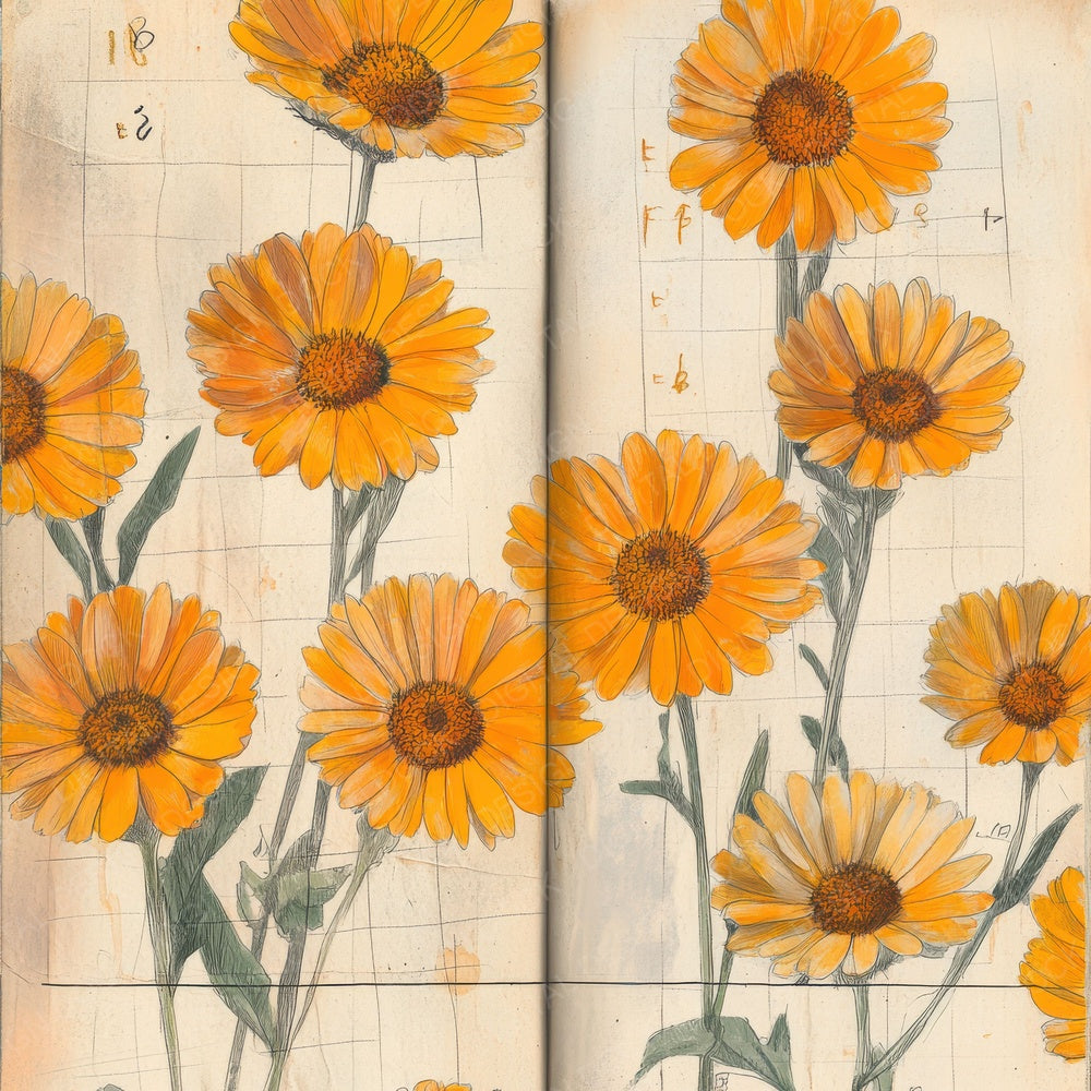 Sketch Calendula Notepad Digital Paper Pack (DDD003518)
