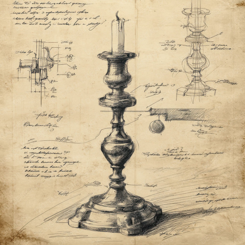 Sketch Candlestick with Wax Digital Paper Pack (DDD003521)