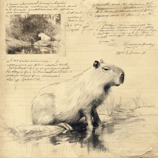 Sketch Capybara Wetland Plate Digital Paper Pack (DDD003522)