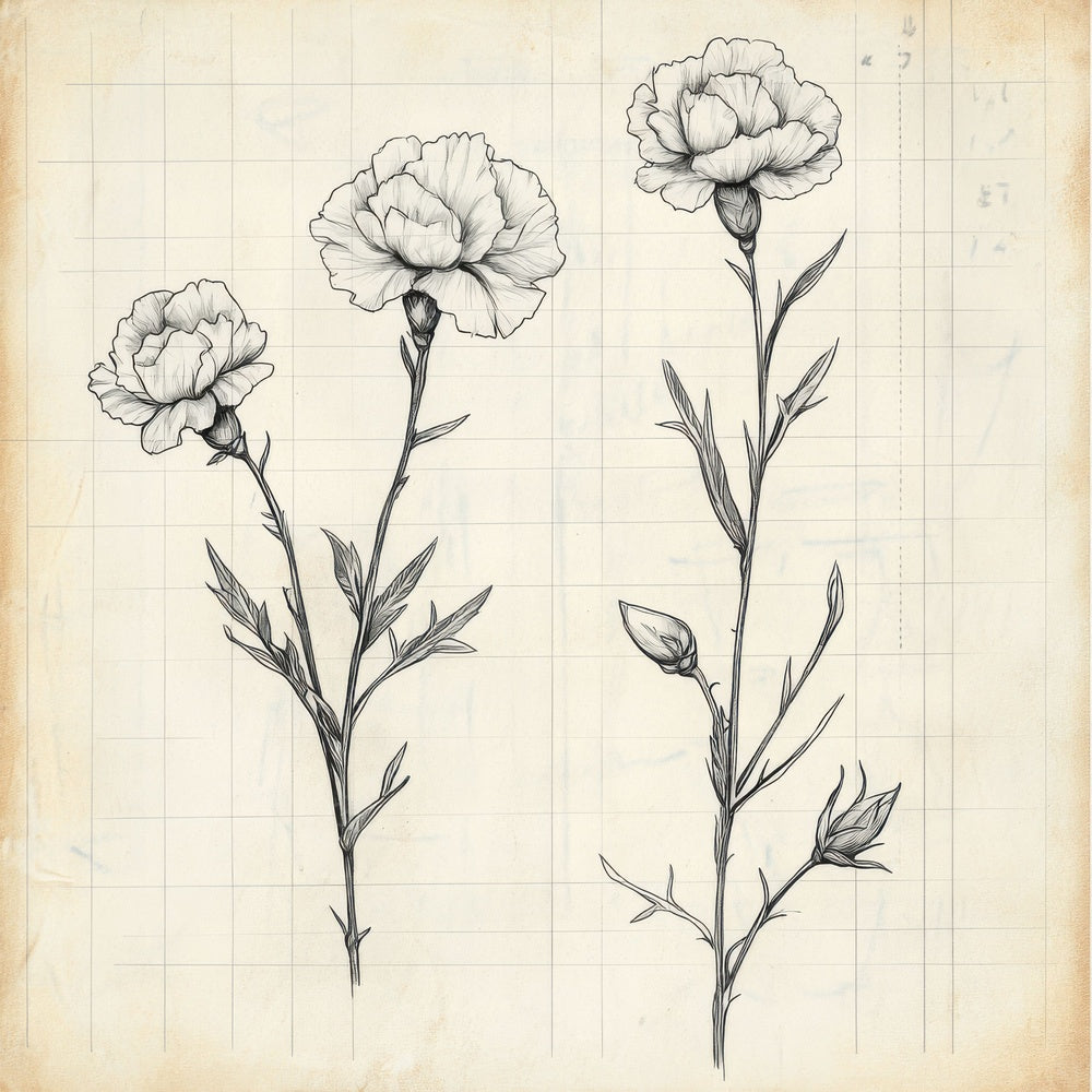 Sketch Carnation Notepad Digital Paper Pack (DDD003524)