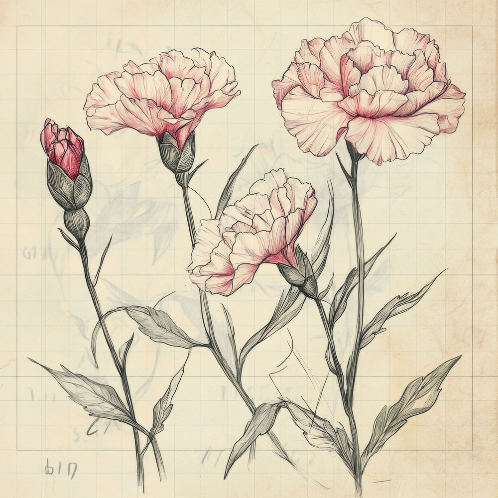 Sketch Carnation Notepad Digital Paper Pack (DDD003524)
