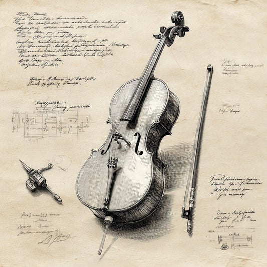 Sketch Cello and Bow Digital Paper Pack (DDD003526)
