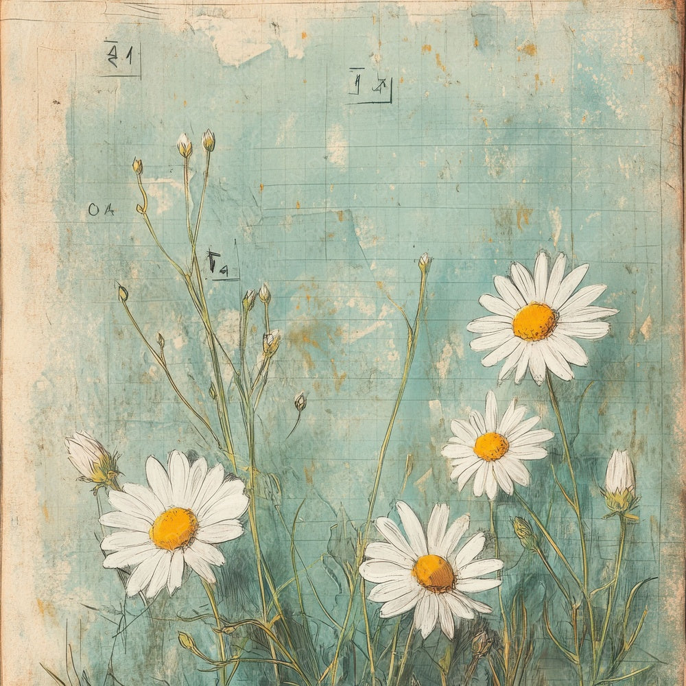 Sketch Chamomile Notepad Digital Paper Pack (DDD003529)