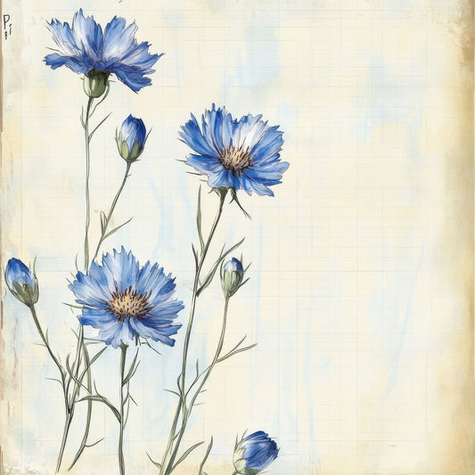 Sketch Cornflower Notepad Digital Paper Pack (DDD003535)
