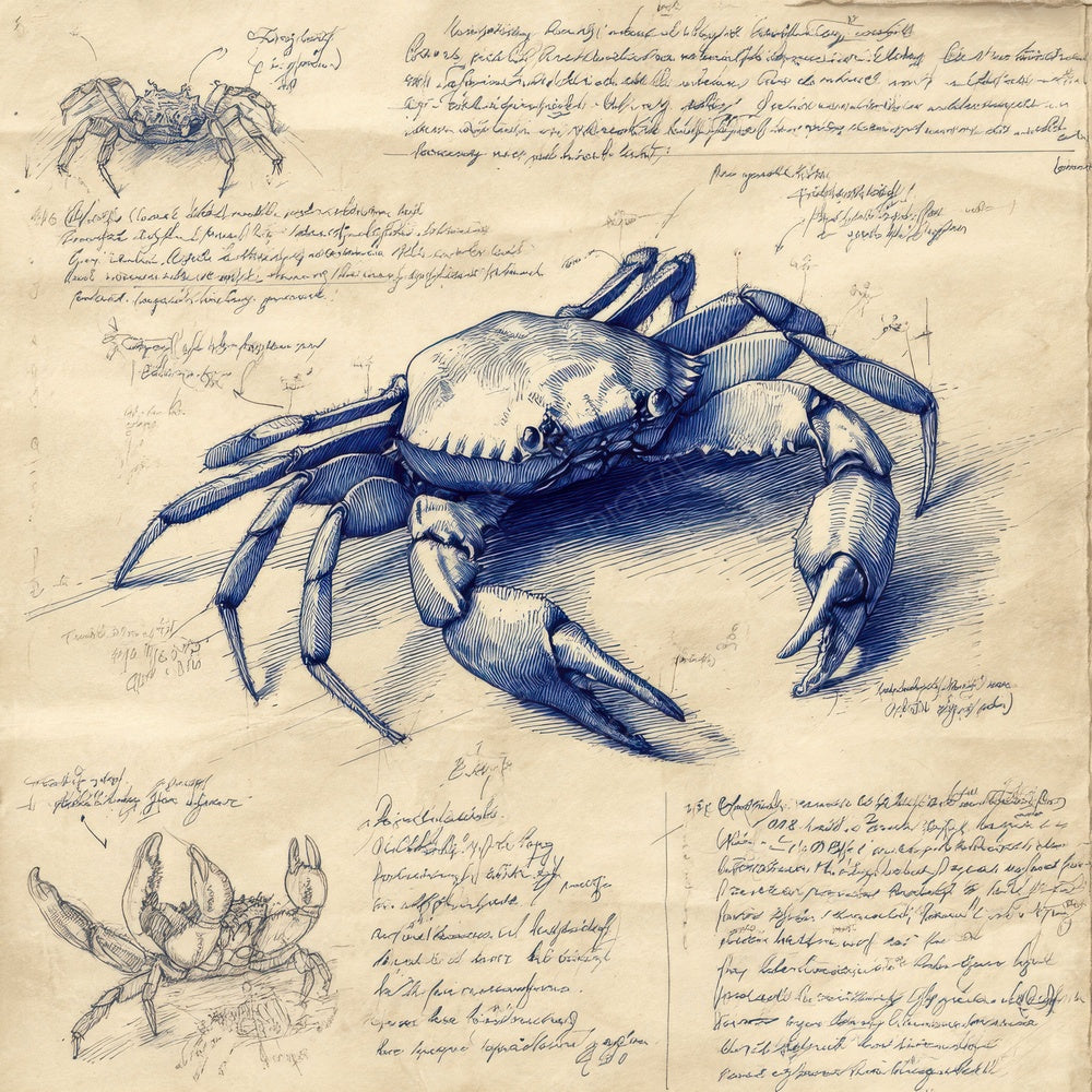 Sketch Crab Anatomy Study Digital Paper Pack (DDD003537)