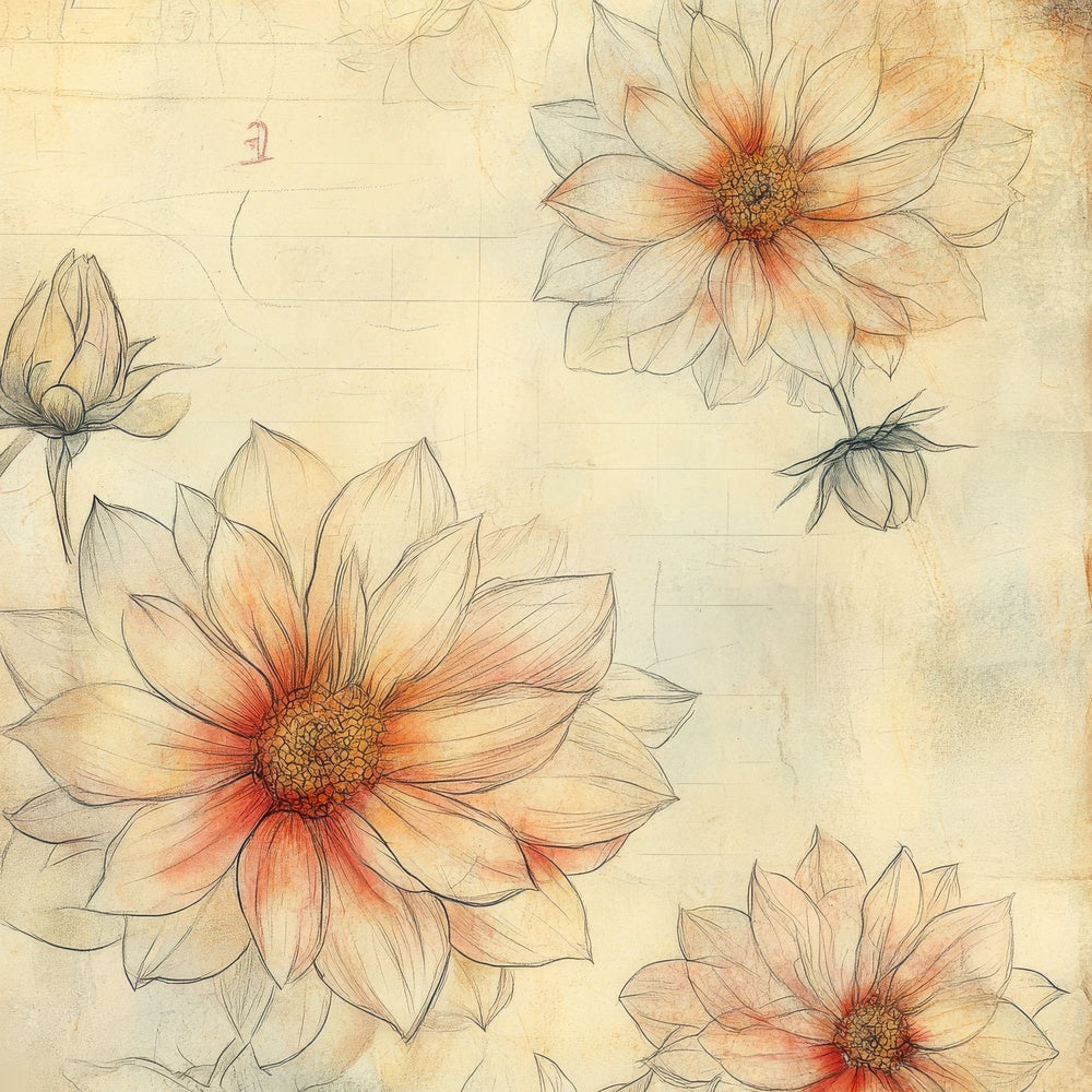 Sketch Dahlia Notepad Digital Paper Pack (DDD003542)