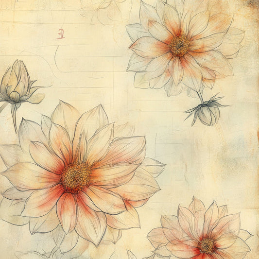 Sketch Dahlia Notepad Digital Paper Pack (DDD003542)