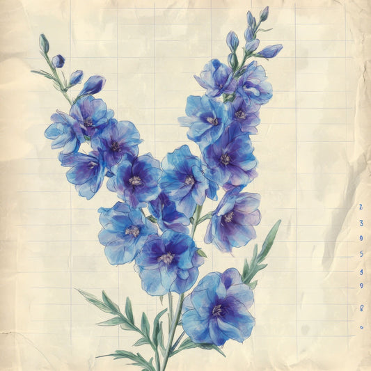 Sketch Delphinium Notepad Digital Paper Pack (DDD003544)