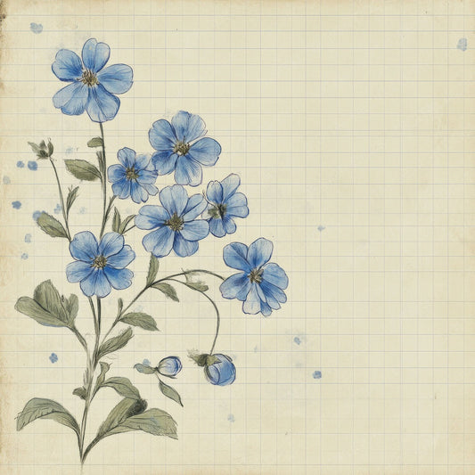 Sketch Forget Me Nots Notepad Digital Paper Pack (DDD003555)