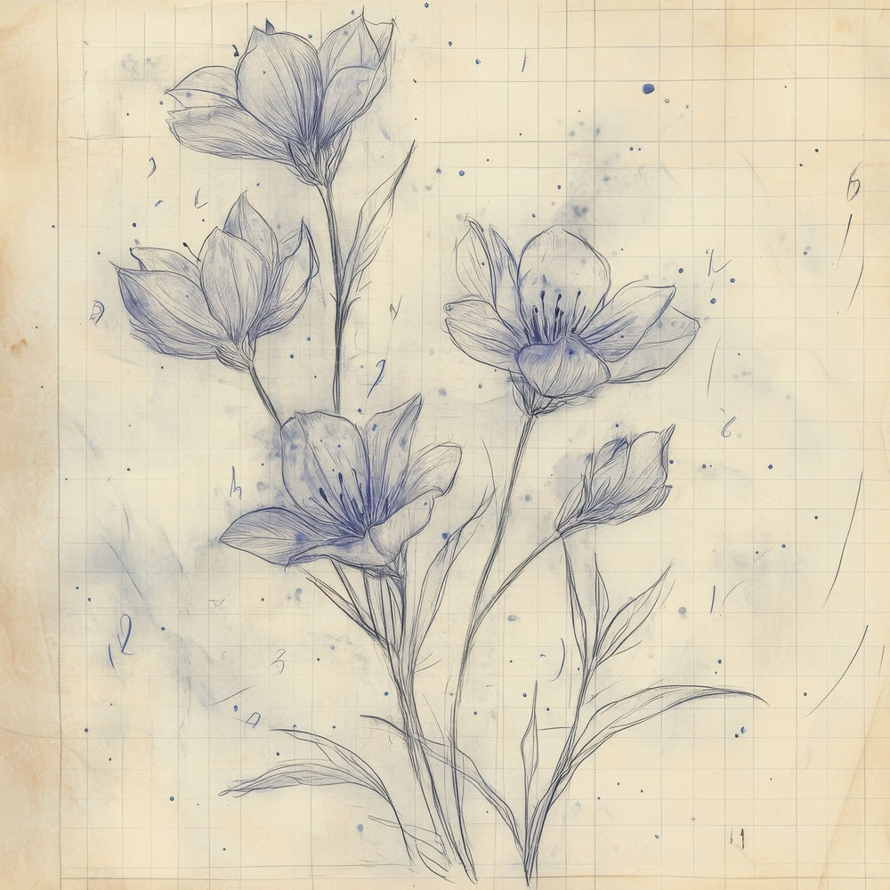 Sketch Gentian Notepad Digital Paper Pack (DDD003561)