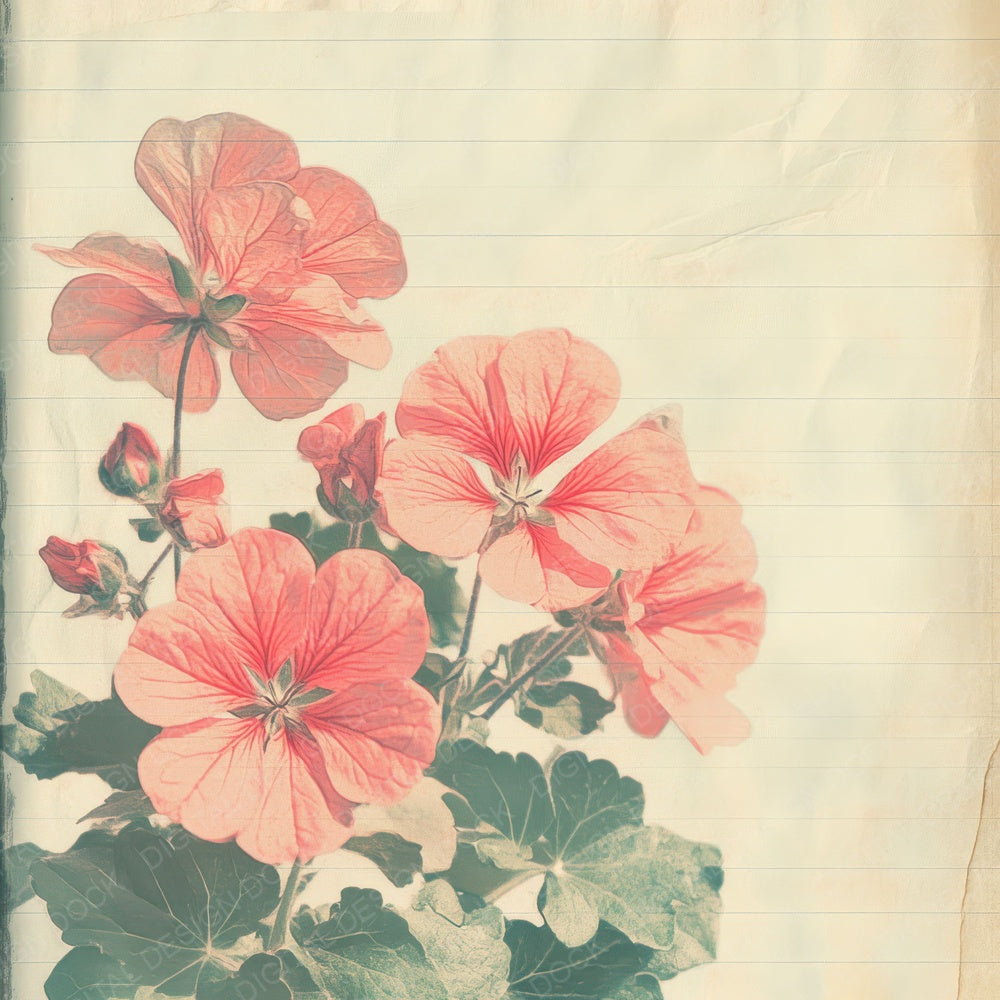 Sketch Geranium Notepad Digital Paper Pack (DDD003562)