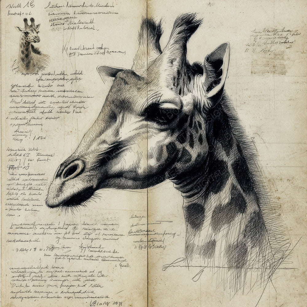 Sketch Giraffe Anatomy Plate Digital Paper Pack (DDD003564)