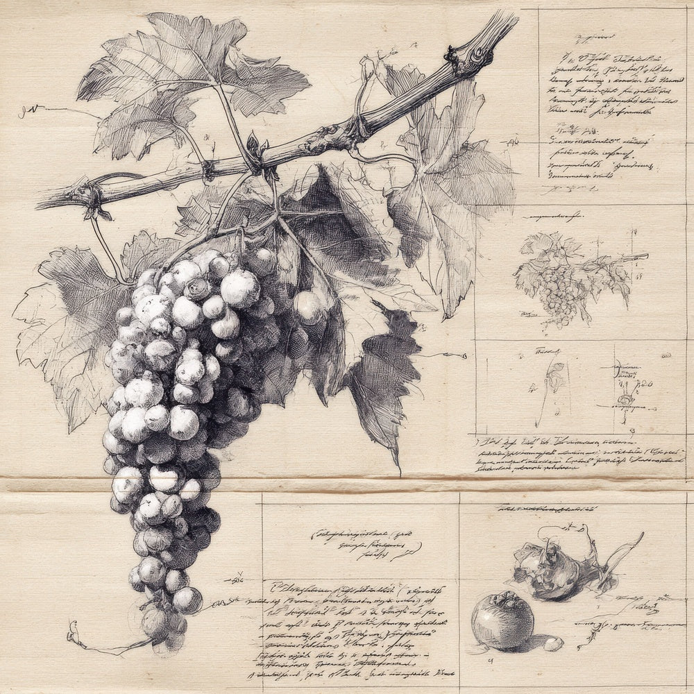 Sketch Grapes Vine Cluster Digital Paper Pack (DDD003567)