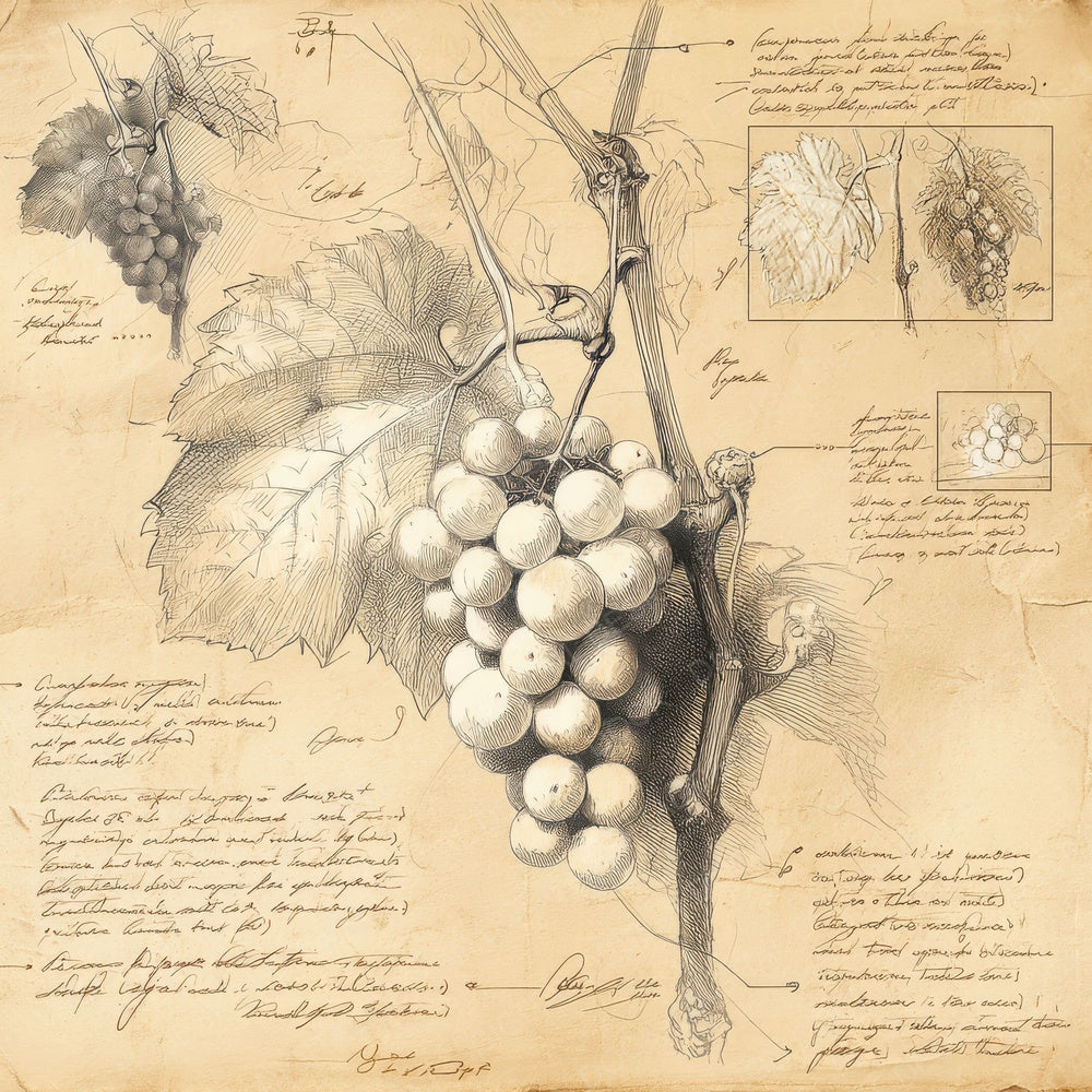 Sketch Grapes Vine Cluster Digital Paper Pack (DDD003567)