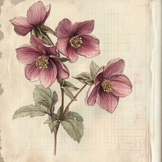 Sketch Hellebore Notepad Digital Paper Pack (DDD003573)