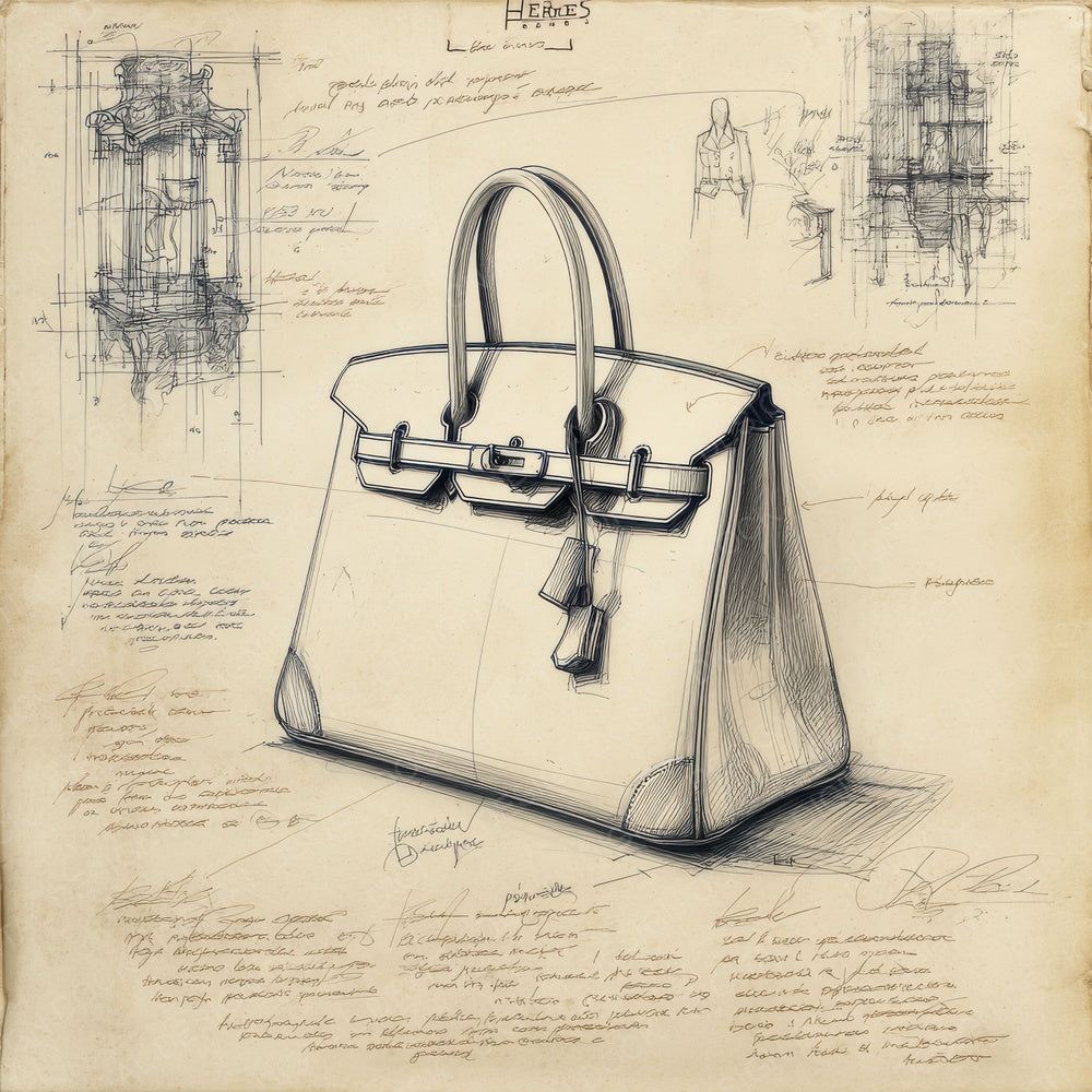 Sketch Hermes Birkin Handbag Digital Paper Pack (DDD003574)