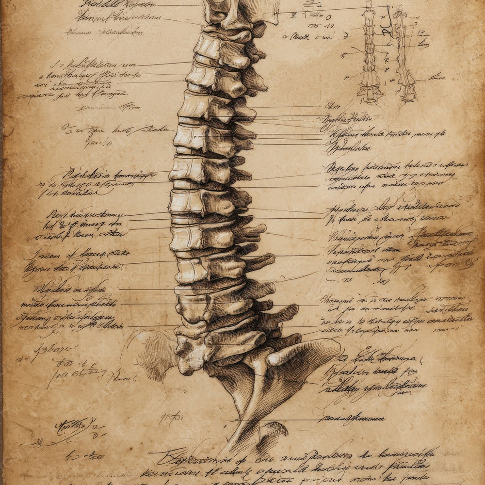 Sketch Human Spine Vertebrae Digital Paper Pack (DDD003587)