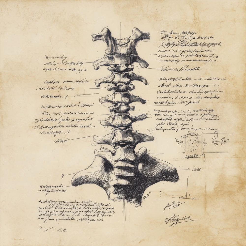 Sketch Human Spine Vertebrae Digital Paper Pack (DDD003587)