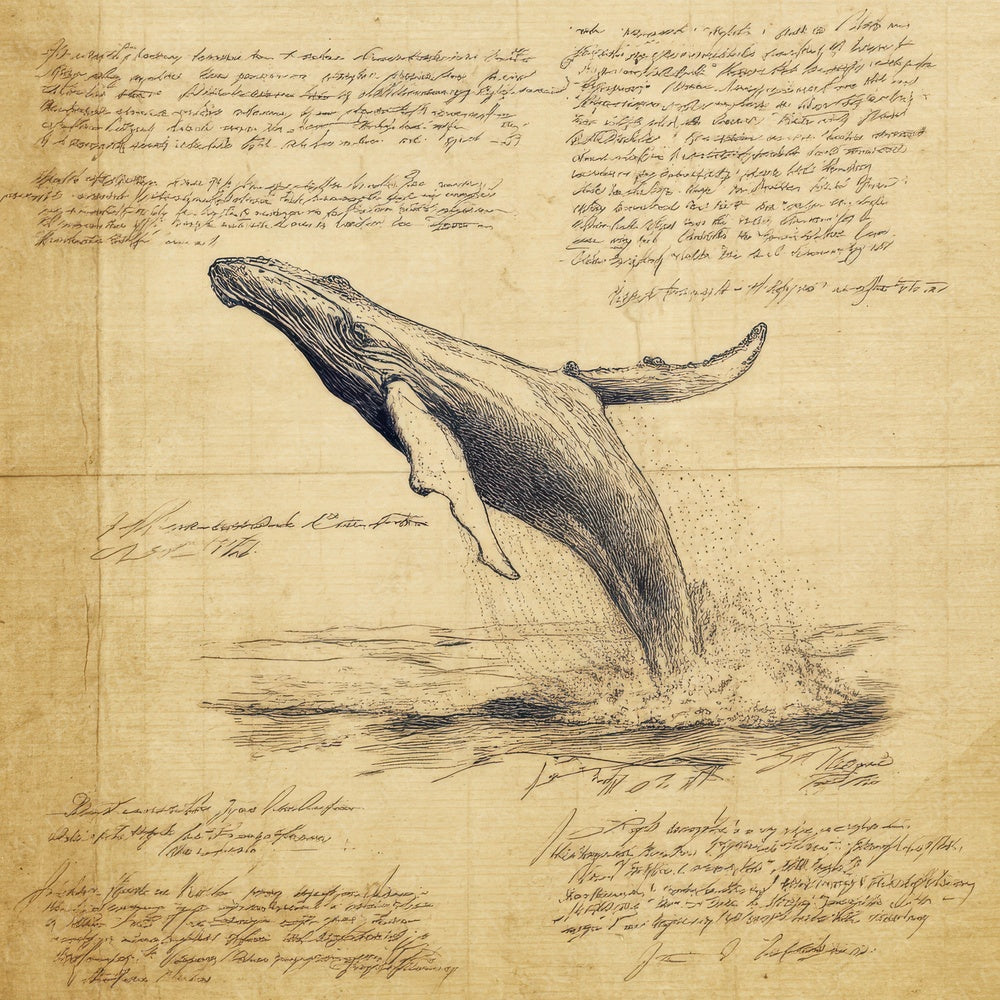 Sketch Humpback Whale Sheet Digital Paper Pack (DDD003588)