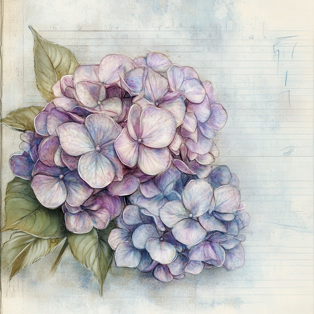Sketch Hydrangea Colour Digital Paper Pack (DDD003589)
